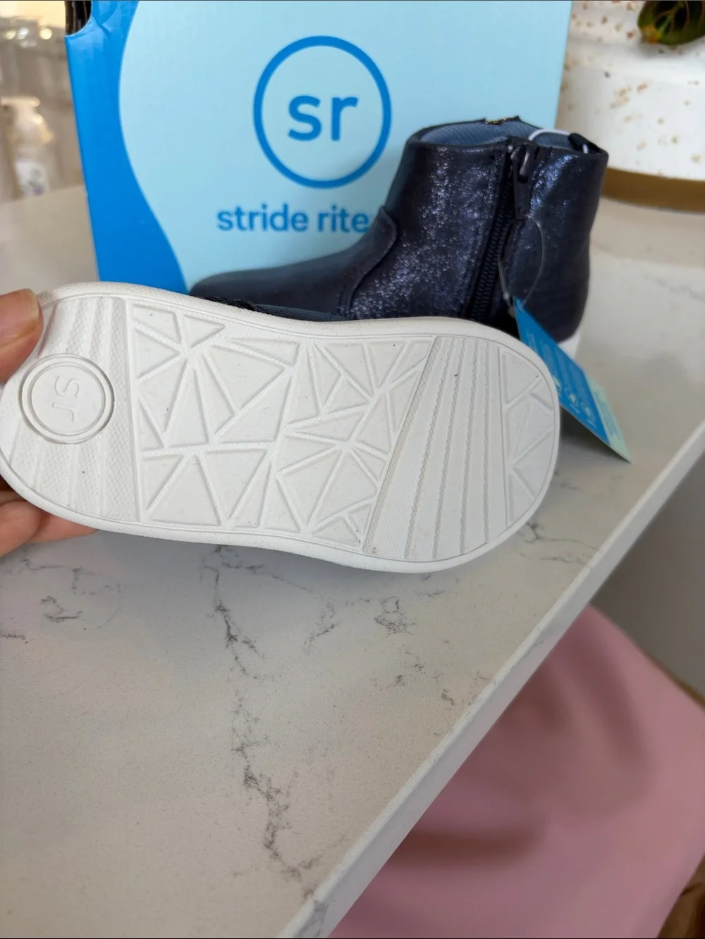 Stride Rite Toddler Shimmery Navy Side-Zip Boots